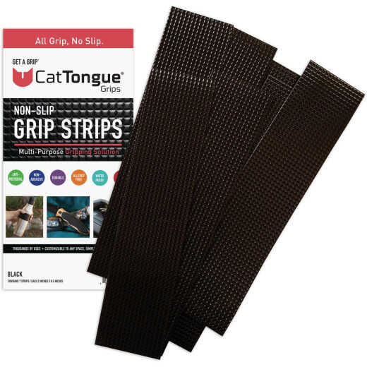CatTongue Grips Gription 2 In. W. x 8 In. L. Black Non-Abrasive Anti-Slip Strips (7-Pack)